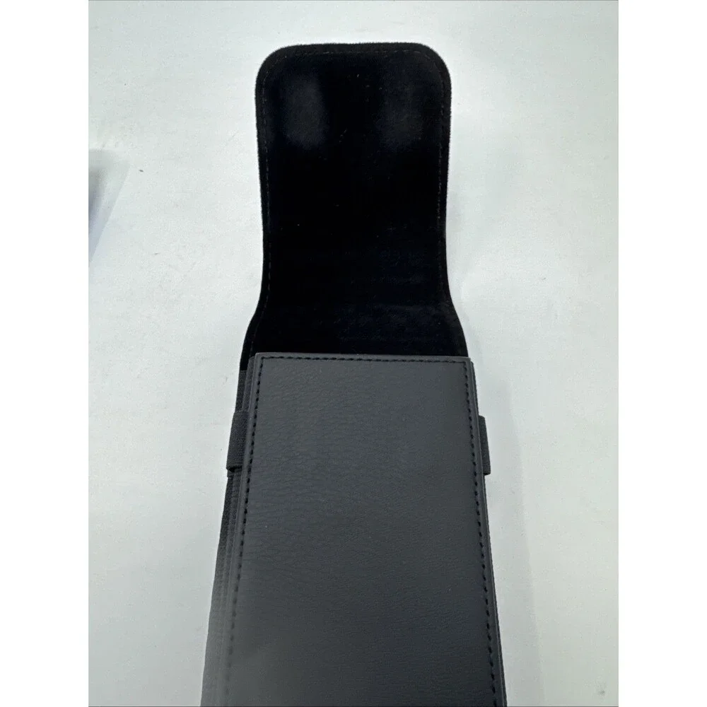 Black Leather Belt Pouch Phone Holster Case Snap Closure Fits iPhone Android.